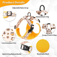 Dog Cat Harness and Leash Set - Honeybee / XS (Neck 9"-11"; Chest 11"-13") - image 3
