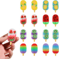 Donut Erasers for Kids, 24 Pieces 3D Cute Food Puzzle Mini Eraser, Cool Fun Take Apart Desk Pet - FRUIT ICE CREAM