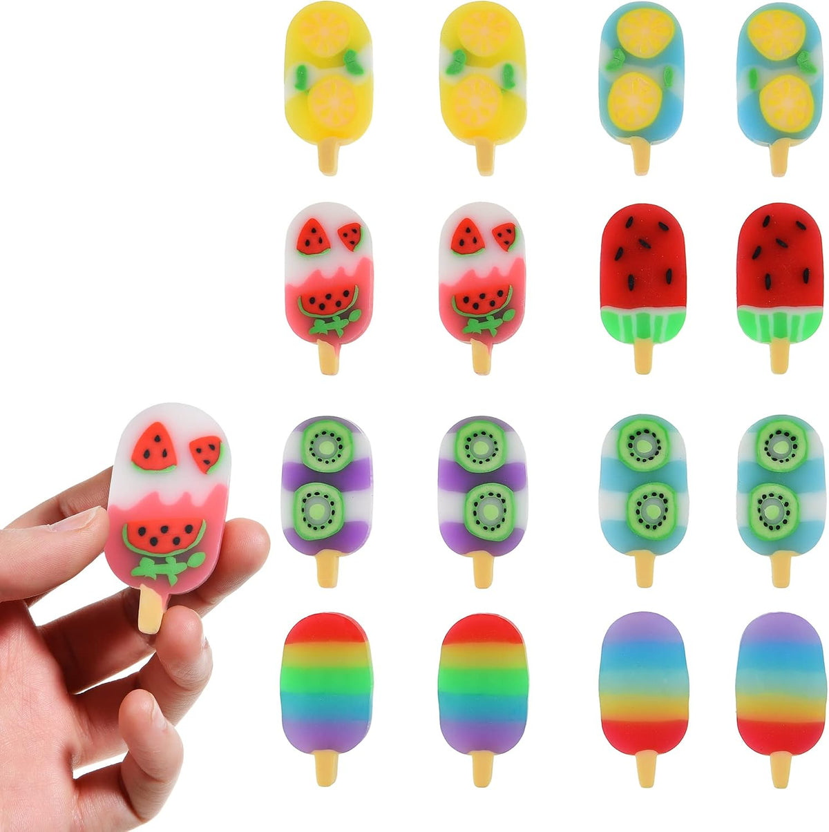 Donut Erasers for Kids, 24 Pieces 3D Cute Food Puzzle Mini Eraser, Cool Fun Take Apart Desk Pet - FRUIT ICE CREAM