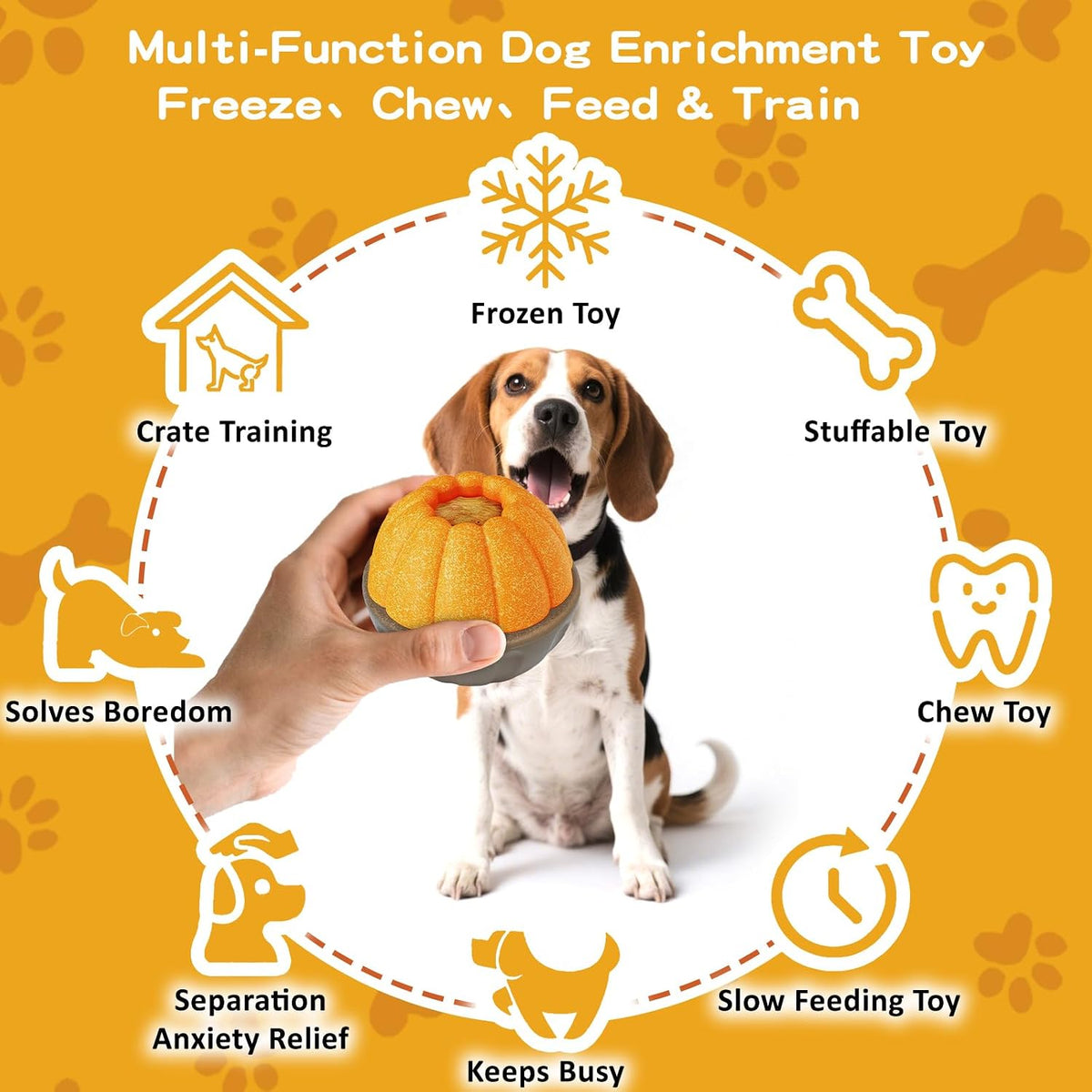 Durable Dog Puzzle Toy for Medium/Large Dogs – Essentials for Dogs - Yellow Brown / Pumpkin & Tree stump - image 2