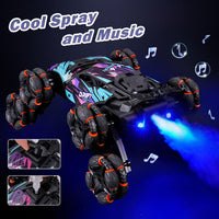 NEXBOX Cool 8 Wheels Hand Controlled rc Stunt Car Toys - Purple - image 3