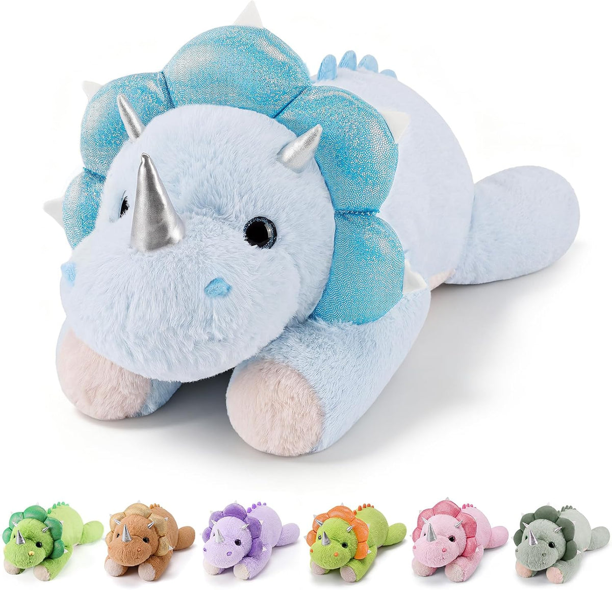 gnomantic Turtle Weighted Stuffed Animals, Plush Pillow for Kids – Fun for Kids & Family - Blue Dinosaur / Medium / Dinosaur