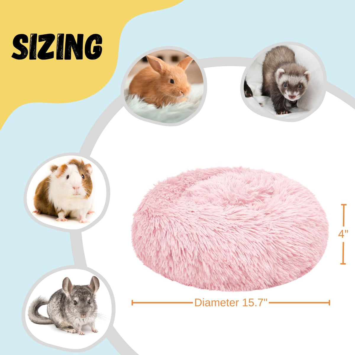 Bunny Bed Large Rabbit Hideout Soft & Comfortable – Daily Care for Small Pets - Grey+Pink - image 3