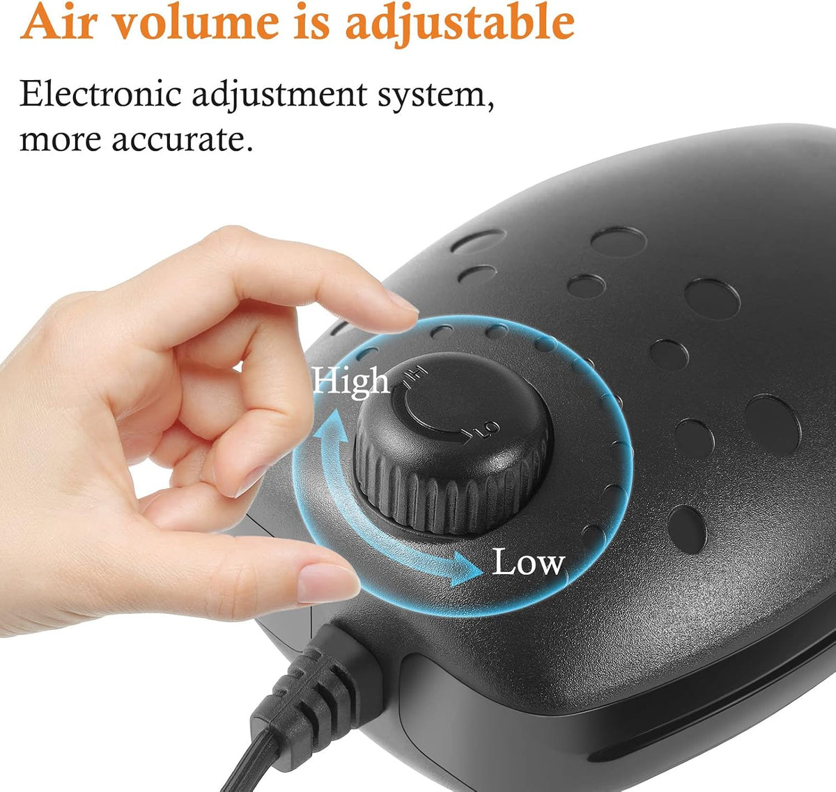 HITOP 3W 80GPH Adjustable Aquarium Air Pump - 3W-Black - image 4