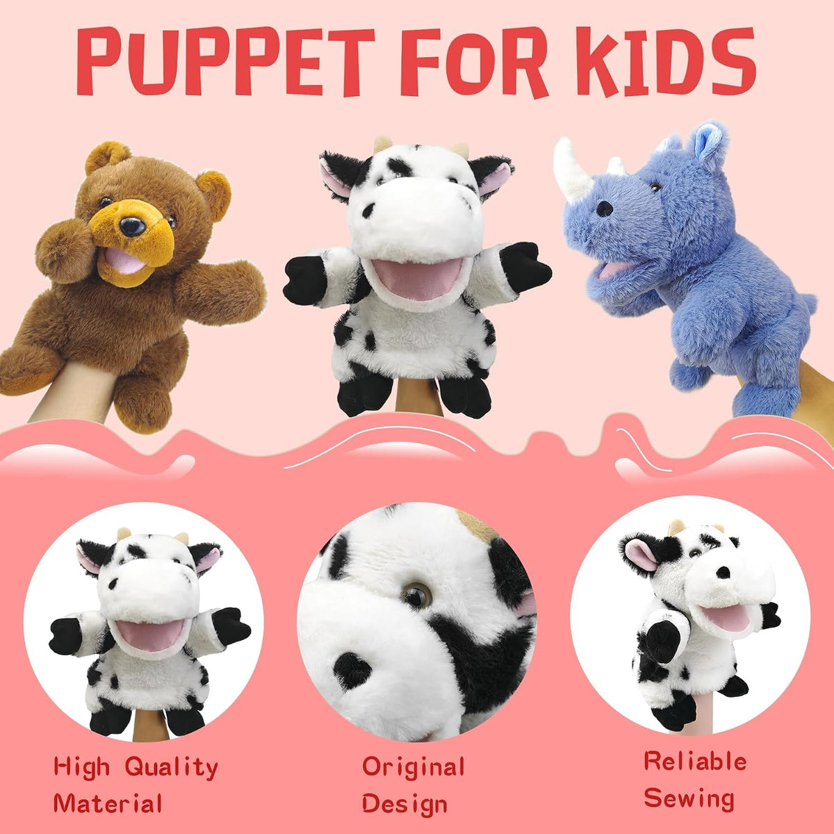 okegztoa 10 inch brown bear hand puppet with movable mouth and arms - view 20