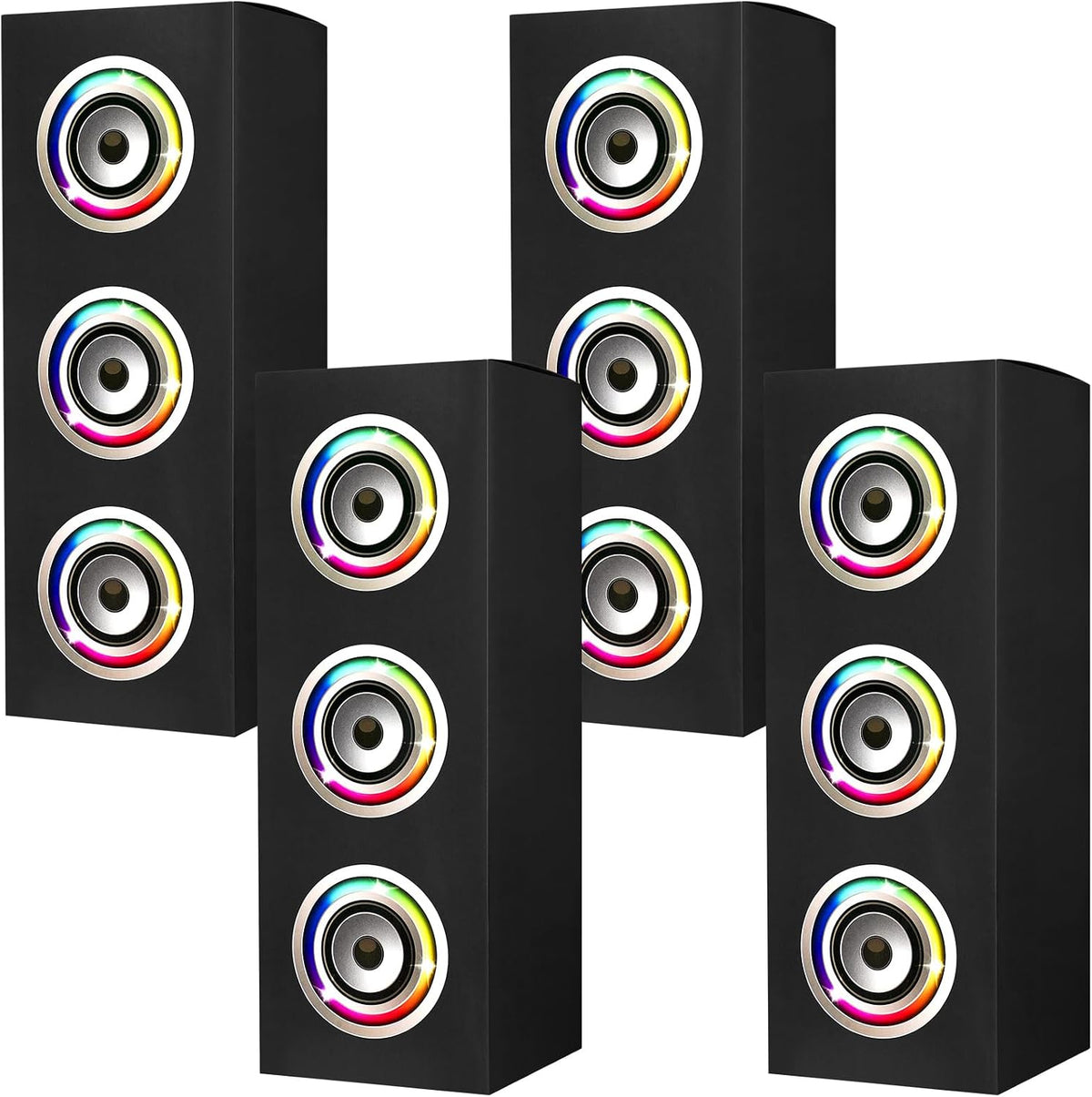 Humyoun 4 piece 80s 90s paper boombox party decoration boxes in colorful print - view 2