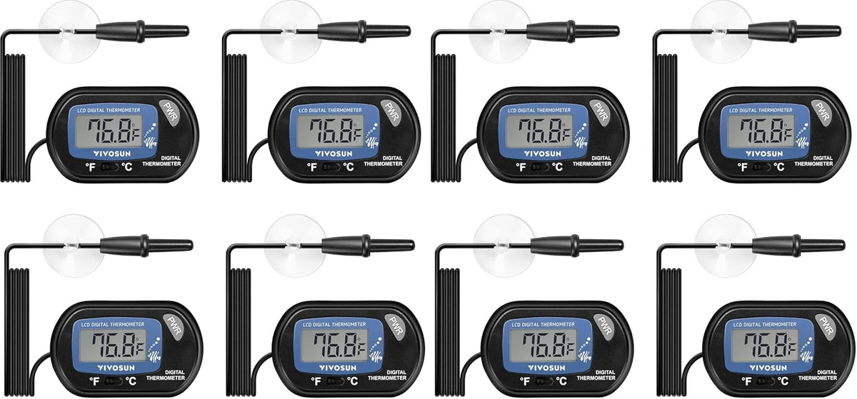 VIVOSUN 4-Pack LCD Digital Aquarium Thermometer – Essentials for Fish - 8 packs