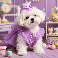 20PCS Cute Dog Hair Bows with Rubber Bands Handmade Mix Style - Dark Purple / Lovely Pattern - image 4