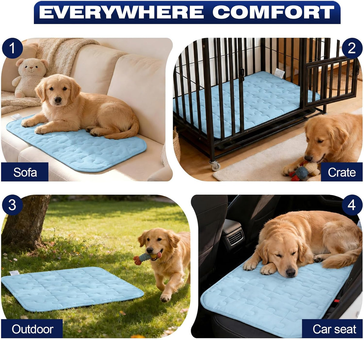 Cooling Dog Mat Large, Breathable 3D Mesh No-Gel Pad - Blue / 29" * 18" - image 2