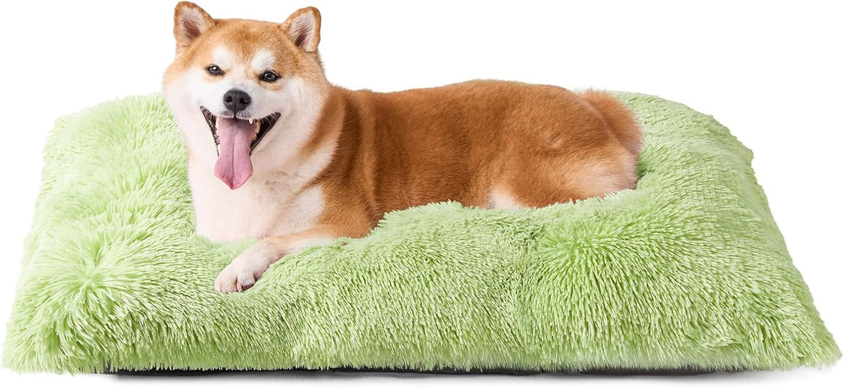 EHEYCIGA Fluffy Dog Crate Bed, Plush Extra Large Dog Pillow - Green / 35 x 23