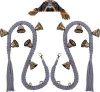 Dog Bells to Go Outside, Cotton Handwoven Potty Training Bell – Essentials for Dogs - Grey; 2 Pack