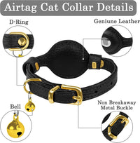 OOPSDOGGY Leather AirTag Cat Collar with Bell - Black - image 3