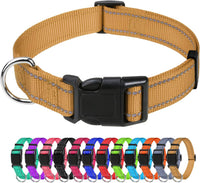 Small Dog Collar, Reflective Puppy Collar, 3/8" Width - Khaki / XL: 1¼"x(18-28")