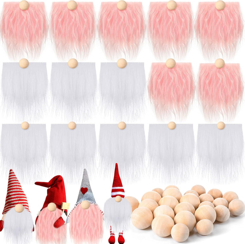 Tudomro 45 Pcs Halloween Gnome Beards for Crafting DIY Gnome Beard - Pink, White / 45