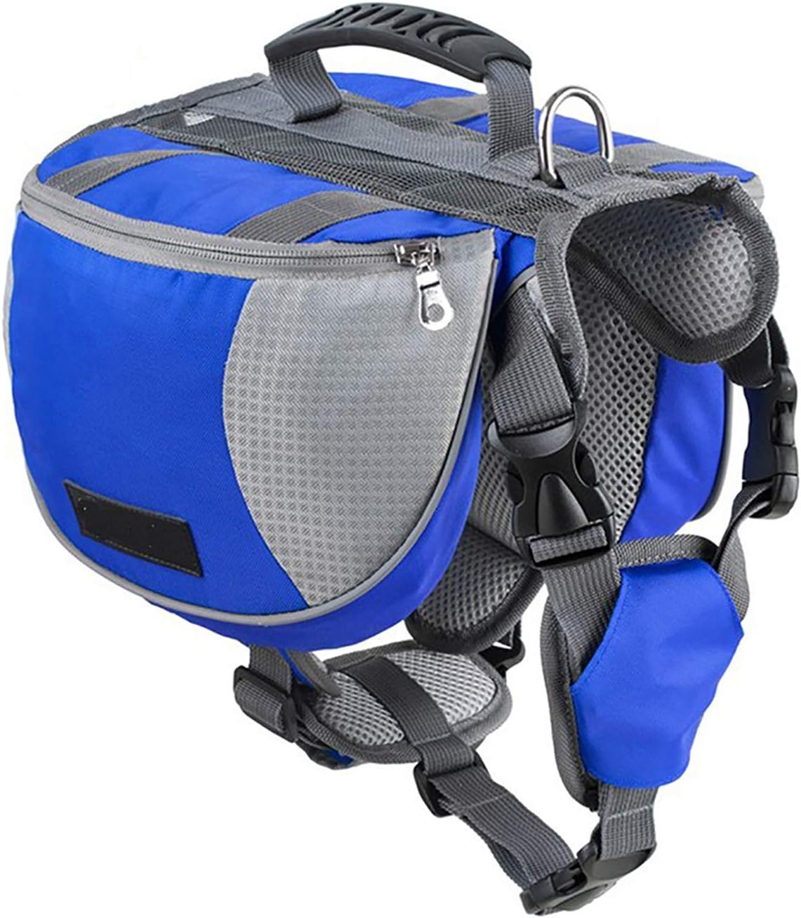 Adjustable Service Dog Supply Backpack Saddle Bag for Camping Hiking - Blue / Medium