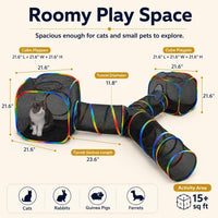 Portable Cat Enclosure, Foldable Playpen for Indoor Cats - 2 Cube+3-Way Tunnel (no tent) - image 4