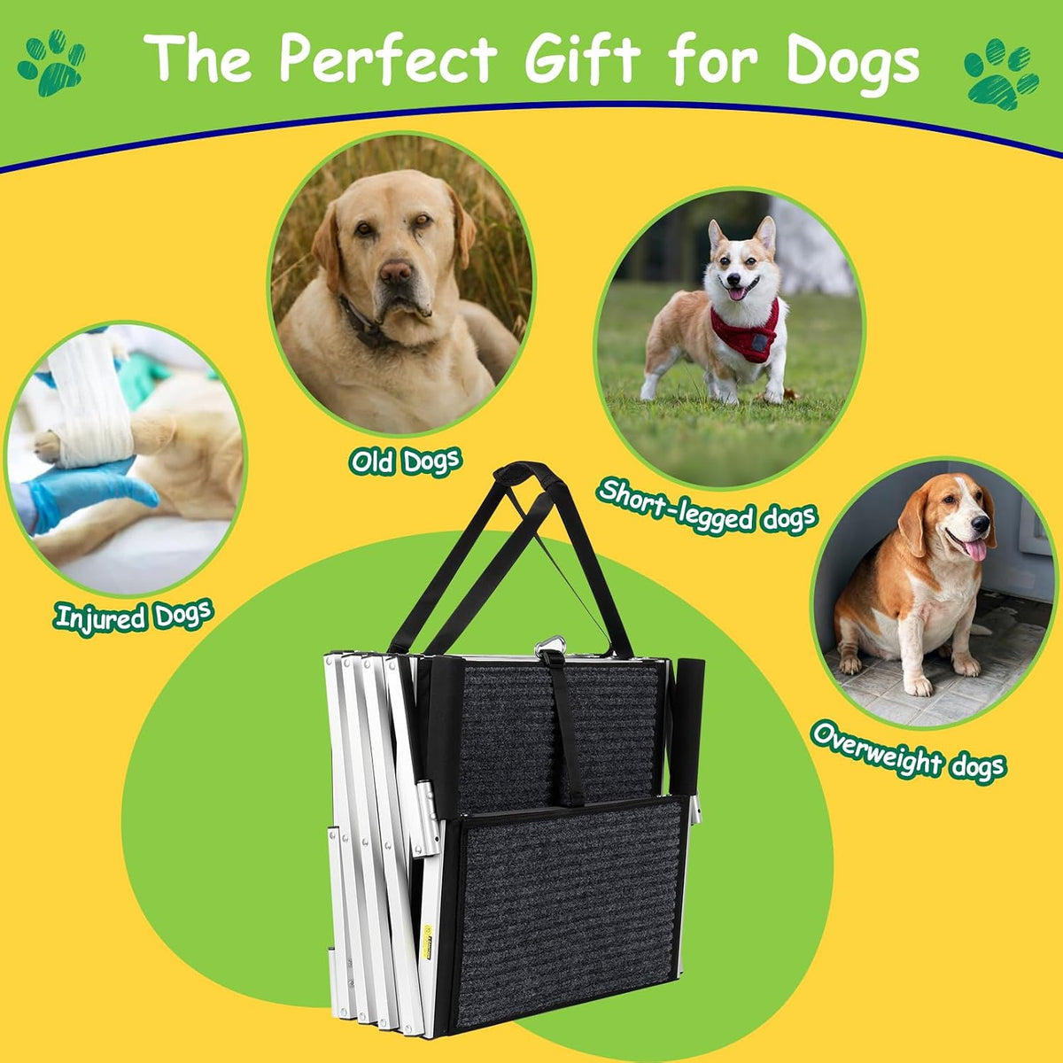 Dog Stairs for Large Dogs - 4-Steps Extra-Wide with a Guardrail / 20" W x 34-35" H - image 4