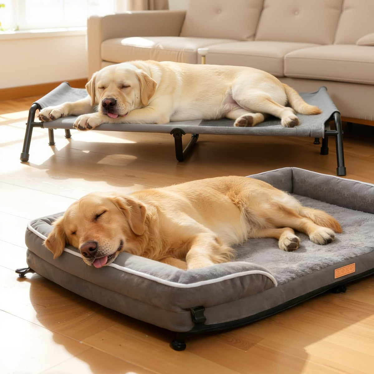 Lekereise Outdoor Elevated Dog Beds for Small Dogs - 43.3"L x 32.3"W x 12.2"Th