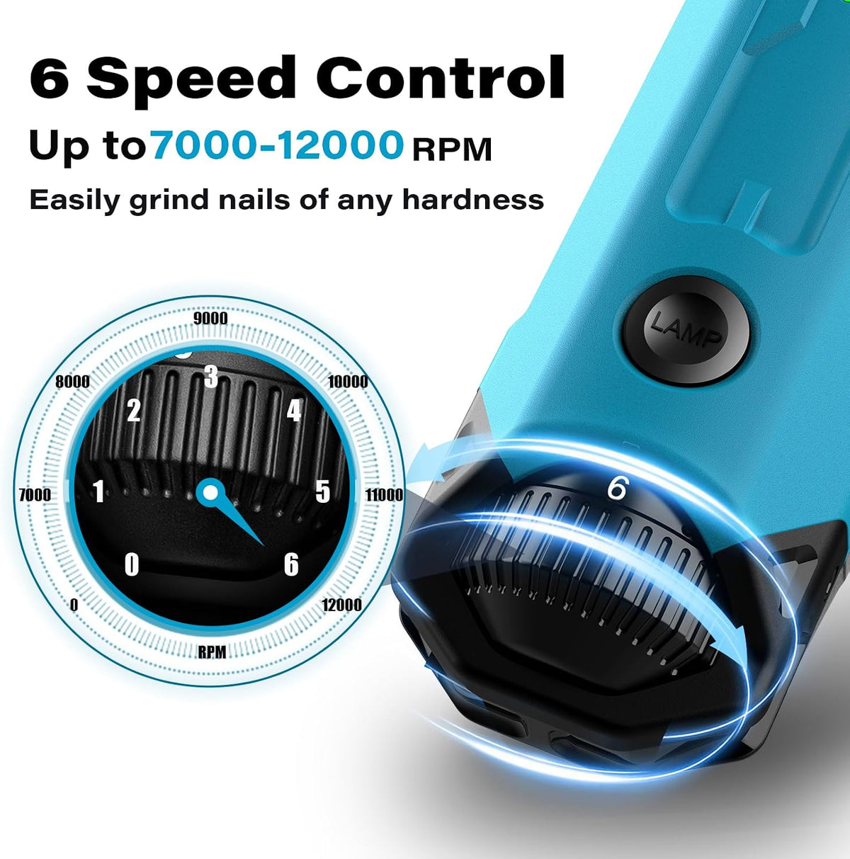 Casfuy 6-Speed Dog Nail Grinder - E-Bright Blue - image 2