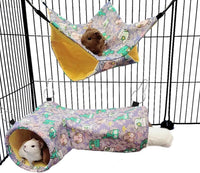 EAEDMY Guinea Pig Rat Ferret Hammock - 6.Hammock&Tunnel-Owl