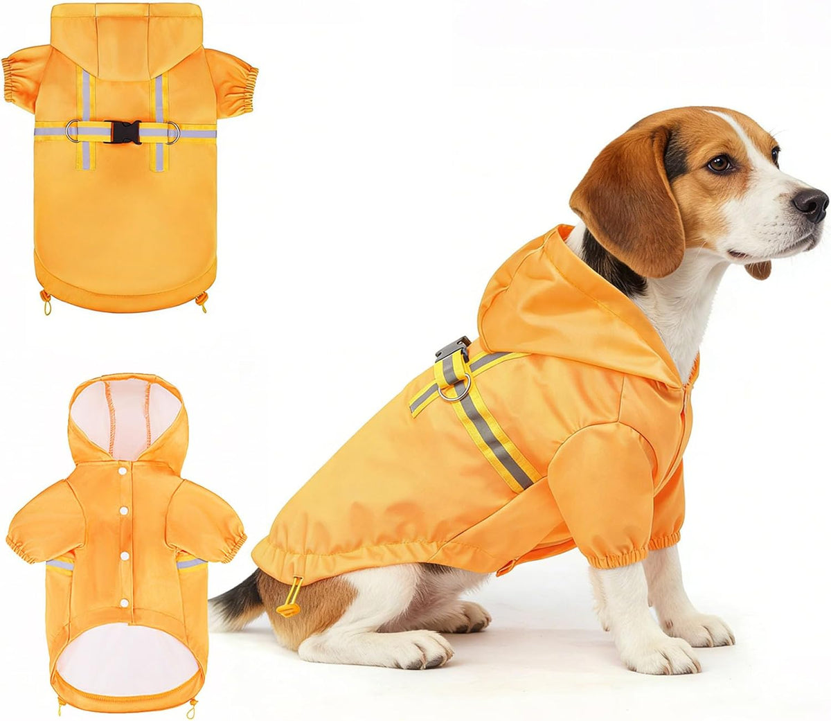 Dog Raincoats for Medium Dogs, Waterproof Rain Jacket with Hood – Essentials for Dogs - Solid Yellow / L(Back 18.1", Chest 25.5", Neck 18")