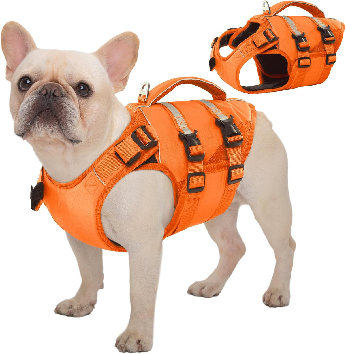 Kuoser Dog Life Jacket, High Flotation Dog Life Vest for Swimming Boating – Essentials for Dogs - A-Safety Orange / Xs (Chest Girth:12.99-18.11'')