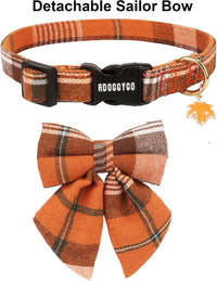 ADOGGYGO Fall Plaid Dog Collar 2 Pack, Thanksgiving Dog Bow Tie - Medium / Fall Sailor Bow - image 4