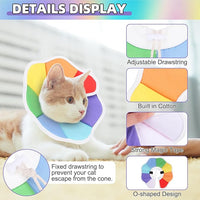 KOOLTAIL Cat Cone Collar, Adjustable Soft Comfortable Cat Recovery Collar to Stop Licking, Foldable Donut Water Resistant Pet Cone for Small Large Cats Kittens After Surgery Flower S