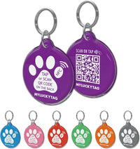 MYLUCKYTAG NFC&QR Code Personalized Dog Cat Tag - Paw,purple