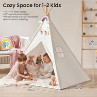 Tiny Land 100% Cotton Canvas Teepee Tent for kids Mat & Star - image 2