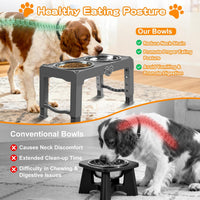 Elevated Bowls, 4 Height Adjustable Raised Stand With 2 Thick 50oz Stainless Steel Food Bowls - Grey / 7.1" for Medium Dogs - image 3