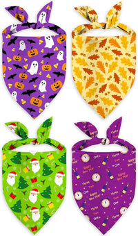 Halloween Dog Bandanas 2 Pack Reversible Triangle Scarf – Essentials for Dogs - Holiday