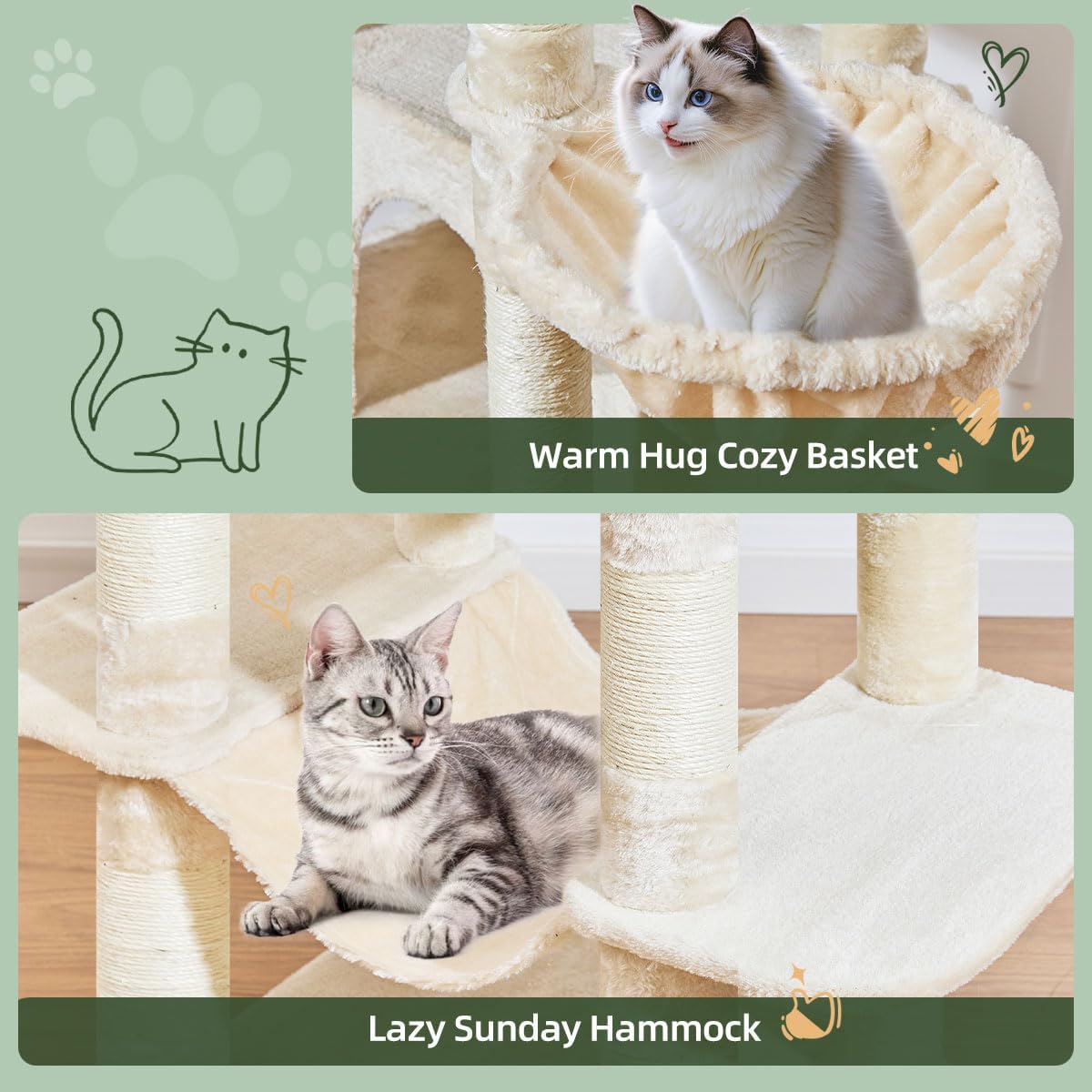 Taoqimiao Heavy-Duty Cat Tree - Beige - image 4