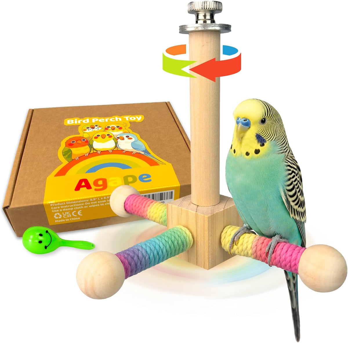 Agape Medium-Large Bird Toy, Rotating Interactive Parrot Toy - S
