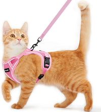 Cat Harness and Leash for Walking Escape Proof Soft Adjustable Cat - Pink / XS (4-6lb)