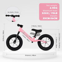 Birtech 12 inch balance bike with air rubber tires, U-shaped footrest and aluminum handlebar - view 5