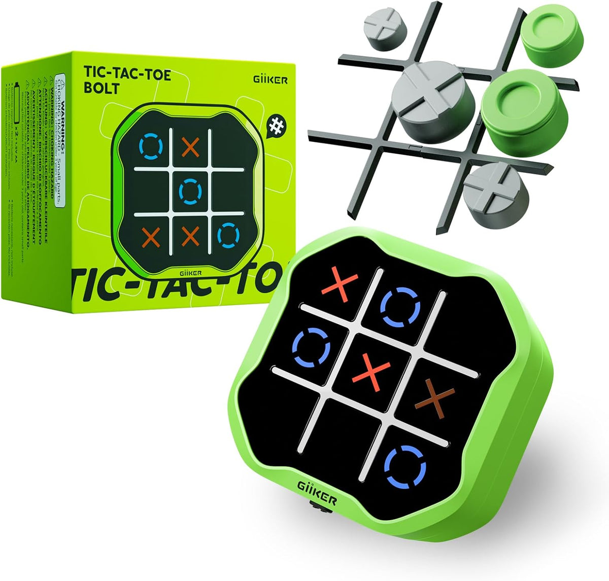 GiiKER Tic Tac Toe Bolt, 4-in-1 Electronic Game for Kids Ages 6+ – Fun for Kids & Family - Green