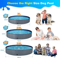 Jecoo Dog Pool for Large Dogs Kiddie Pool Hard Plastic Foldable Dog - Gray / XXL-71" x 12" - image 3