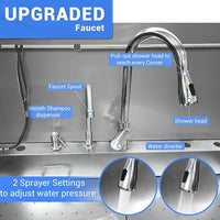 Professional Dog Grooming Tub, 50" Stainless Steel Dog Wash Station with Foldable Ramp, Storage Drawer, Floor Grate & Faucet/Dog Bathtub for Large, Medium & Small Pets - Right Door (50")