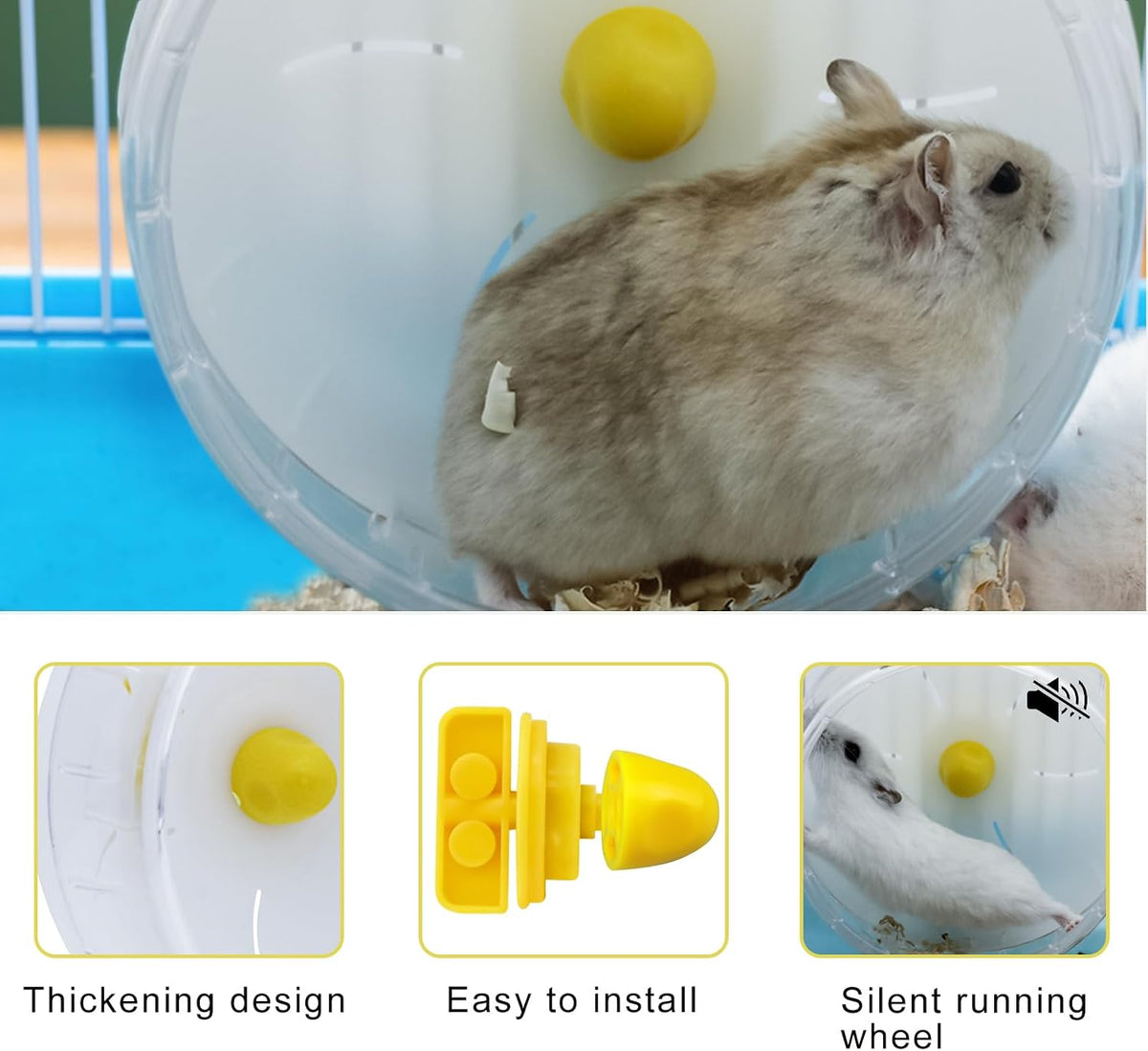 WishLotus Hamster Running Wheel - Clear,12cm - image 2