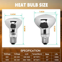 LUCKY HERP Heat Lamp Bulbs, 150W Reptile Heat Lamp 2 Pack - Clear Reptile Heat Lamp / 50W 1-Pack - image 4
