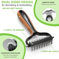 Deshedding Dog Brush for Shedding, Undercoat Rake for Dog&Cat – Essentials for Dogs - Orange - image 3