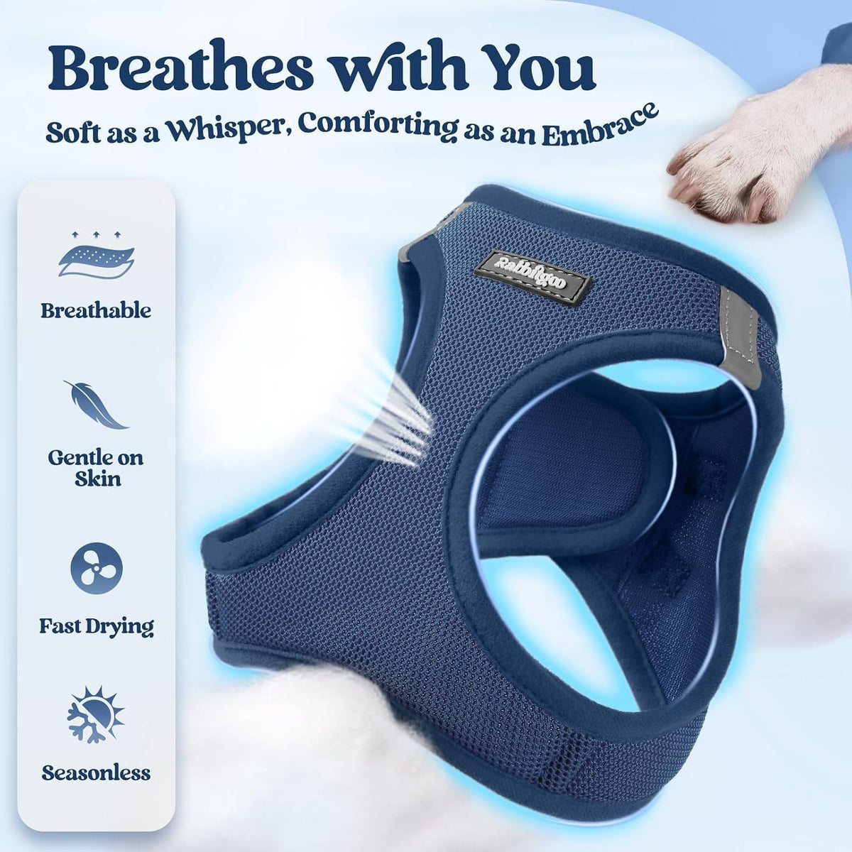 rabbitgoo Dog Harness Small Sized and Leash Set - Navy Blue / Xxs (chest: 12.4 - 14.2") - image 4
