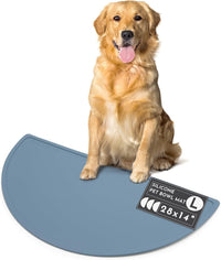 Silicone Dog Food Mat, Pet Placemat, 21" x 10.5" Deep - Ocean Blue / Large