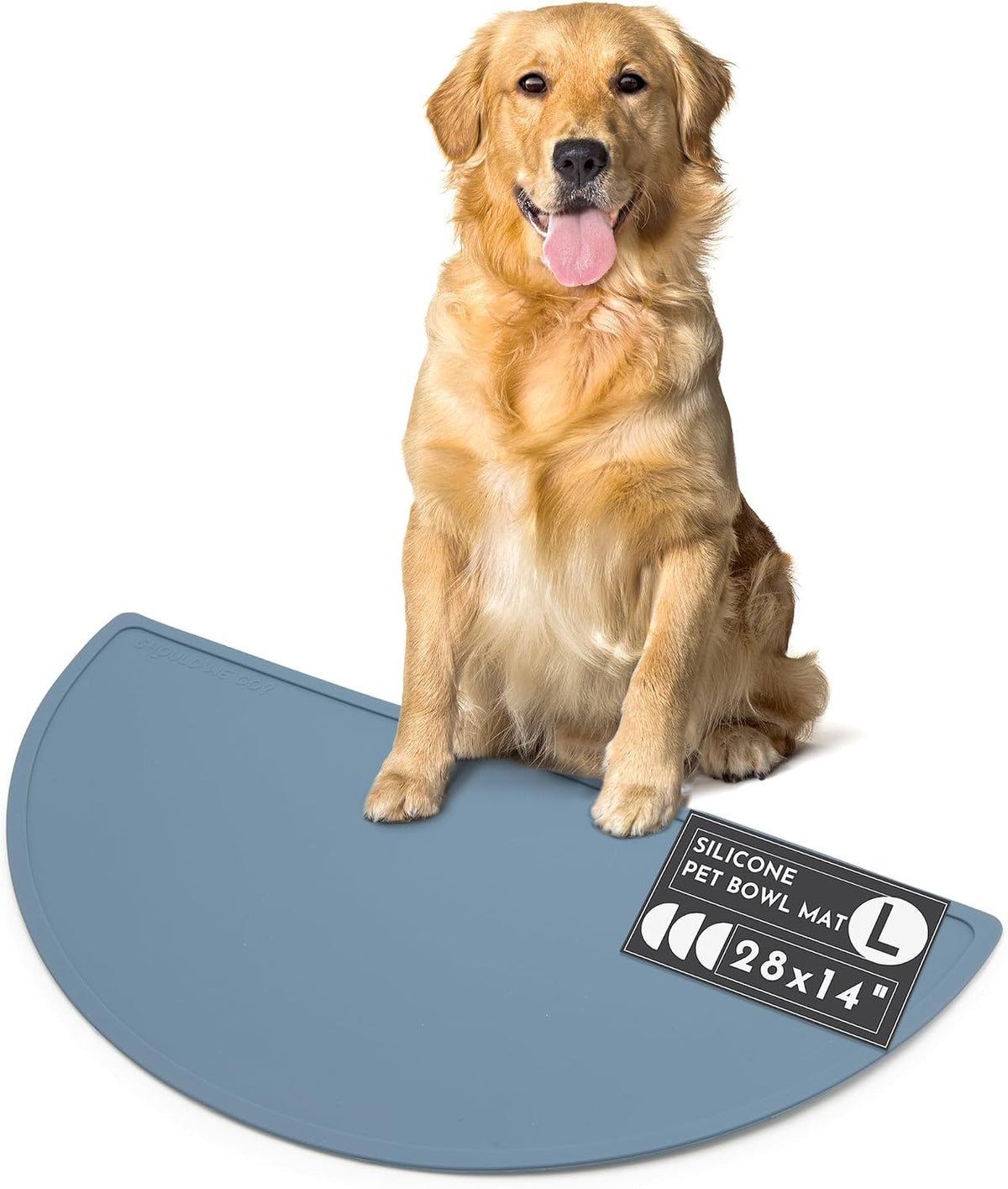 Silicone Dog Food Mat, Pet Placemat, 21" x 10.5" Deep - Ocean Blue / Large
