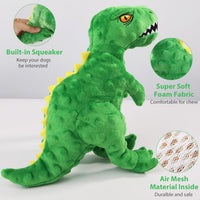 Squeaky Dog Toys for Large Dogs, Tough Tug of War Puppy Toy - Green / Dinosaur - image 3