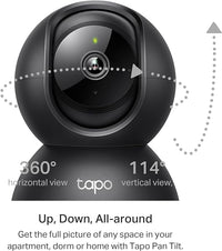 Tapo TP-Link 2K Pan/Tilt Indoor Security Camera for Baby Monitor, Pet Camera, Motion Detection & Tracking, 2-Way Audio, Cloud & SD Card Storage, Works w/Alexa & Google Home, Black, C211(2-Pack)