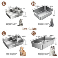 Stainless Steel High Sides Cat Litter Box - S-15.55"L x 11.61"W x 3.94"H - image 3