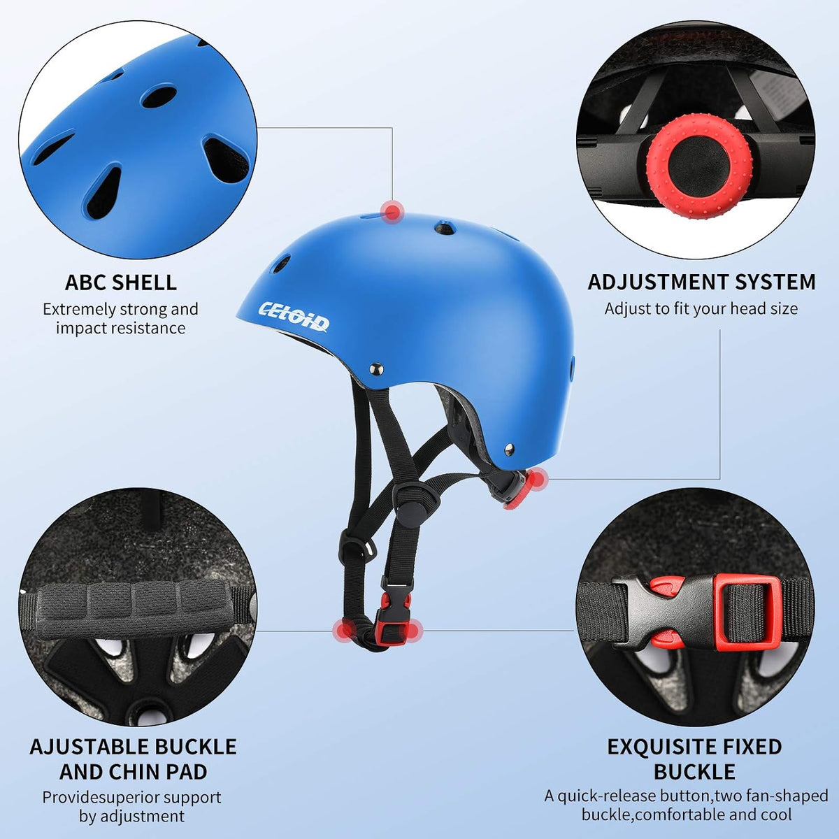Kids Bike Skateboard Helmet Pad Set - S(18"-20.5"/ 2 -7years) / Blue - image 4