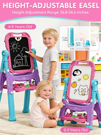 Lehoo Castle Easel for Kids 3-5, Magnetic Chalkboard Whiteboard – Fun for Kids & Family - Blue, Purple, Pink - image 2